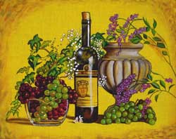 Wine Bottle and Grapes Needlepoint