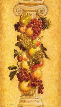 Pillar of fruit and grapes